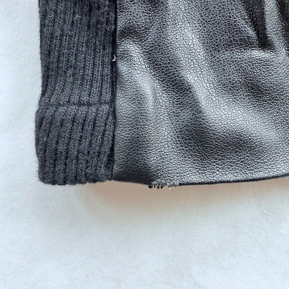 Ella Moss Faux Leather Sleeve Woven Blanket Boho Moto Jacket Ikat Aztec Navajo S - Picture 6 of 12